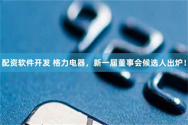 配资软件开发 格力电器，新一届董事会候选人出炉！