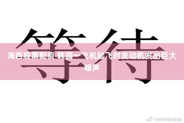 海西股票配资 韩国一飞机起飞时发动机发出巨大噪声
