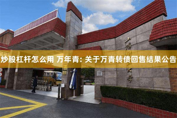 炒股杠杆怎么用 万年青: 关于万青转债回售结果公告