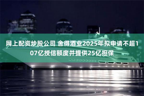 网上配资炒股公司 舍得酒业2025年拟申请不超107亿授信额度并提供25亿担保