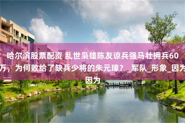 哈尔滨股票配资 乱世枭雄陈友谅兵强马壮拥兵60万，为何败给了缺兵少将的朱元璋？_军队_形象_因为