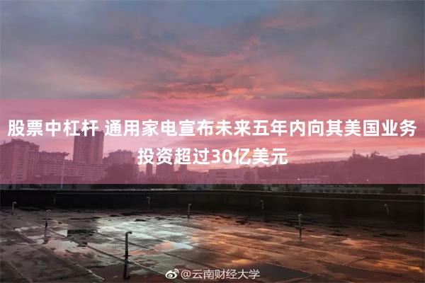股票中杠杆 通用家电宣布未来五年内向其美国业务投资超过30亿美元