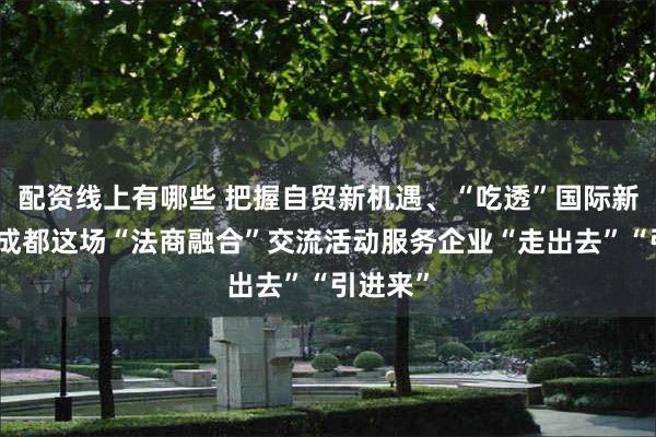 配资线上有哪些 把握自贸新机遇、“吃透”国际新规则,成都这场“法商融合”交流活动服务企业“走出去”“引进来”