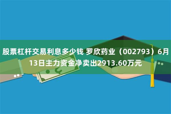 股票杠杆交易利息多少钱 罗欣药业（002793）6月13日主力资金净卖出2913.60万元
