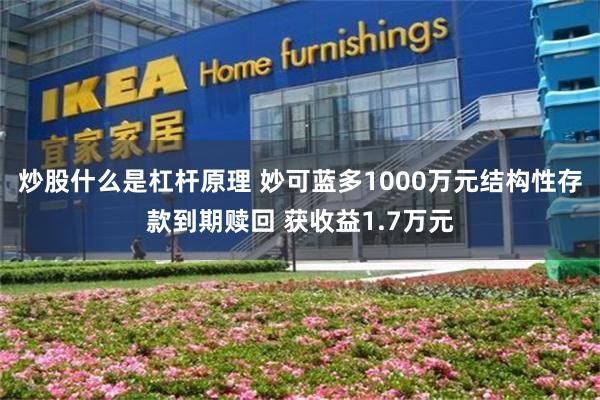炒股什么是杠杆原理 妙可蓝多1000万元结构性存款到期赎回 获收益1.7万元