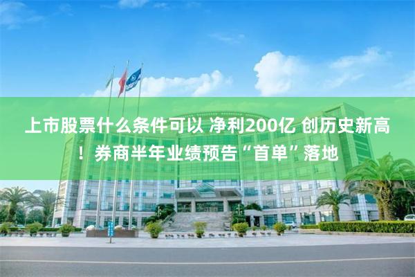 上市股票什么条件可以 净利200亿 创历史新高!券商半年业绩预告“首单”落地