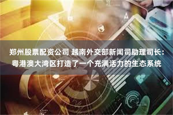 郑州股票配资公司 越南外交部新闻司助理司长：粤港澳大湾区打造了一个充满活力的生态系统