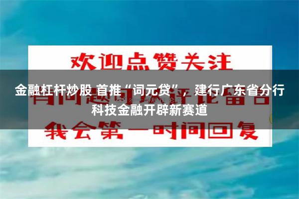 金融杠杆炒股 首推“词元贷”，建行广东省分行科技金融开辟新赛道