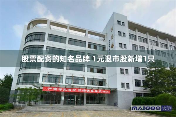 股票配资的知名品牌 1元退市股新增1只